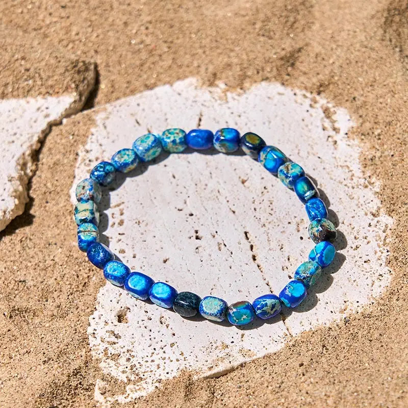 Fortune Jewel Natural Colorful Emperor Stone Oval Square Beads Anti-stress Bracelet Fortune Jewel