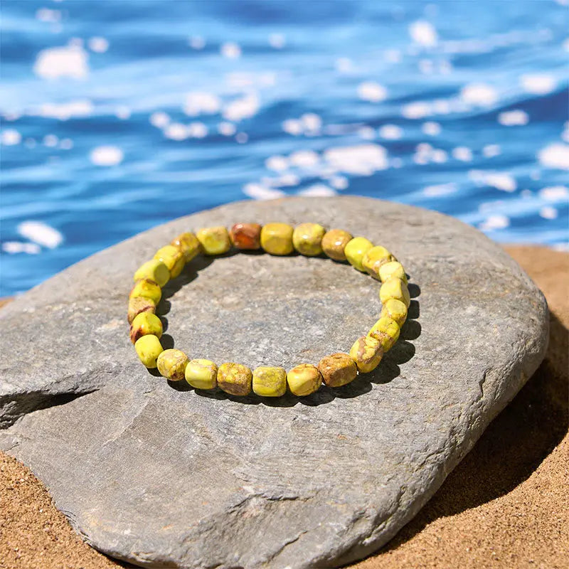 Fortune Jewel Natural Colorful Emperor Stone Oval Square Beads Anti-stress Bracelet Fortune Jewel