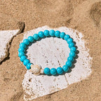 Fortune Jewel Natural Stone Sea Turtle Turquoise Crackle Agate Wisdom Bracelet Fortune Jewel