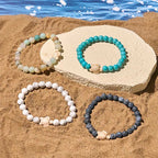 Fortune Jewel Natural Stone Sea Turtle Turquoise Crackle Agate Wisdom Bracelet Fortune Jewel