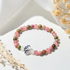 Fortune Jewel Rhodonite Unakite Beads Lotus Healing Bracelet Fortune Jewel
