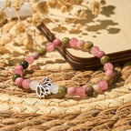 Fortune Jewel Rhodonite Unakite Beads Lotus Healing Bracelet Fortune Jewel