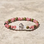 Fortune Jewel Rhodonite Unakite Beads Lotus Healing Bracelet Fortune Jewel