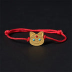 Fortune Jewel 925 Sterling Silver Cat Red String Bracelet Fortune Jewel