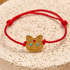 Fortune Jewel 925 Sterling Silver Cat Red String Bracelet Fortune Jewel