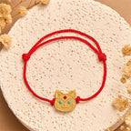 Fortune Jewel 925 Sterling Silver Cat Red String Bracelet Fortune Jewel