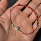 Fortune Jewel 925 Sterling Silver Cute Cat Red String Braided Bracelet Fortune Jewel