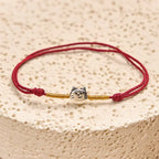 Fortune Jewel 925 Sterling Silver Cute Cat Red String Braided Bracelet Fortune Jewel