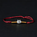 Fortune Jewel 925 Sterling Silver Cute Cat Red String Braided Bracelet Fortune Jewel
