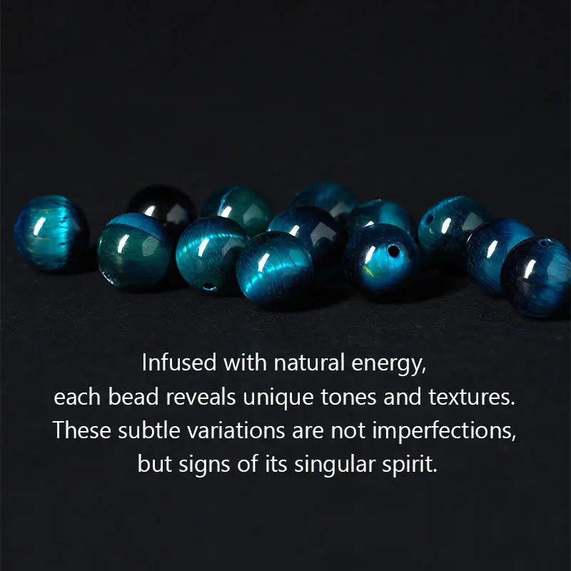 Fortune Jewel Natural Silver Sheen Obsidian Blue Tiger Eye Om Mani Padme Hum Soothing Bracelet Fortune Jewel