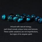 Fortune Jewel Natural Silver Sheen Obsidian Blue Tiger Eye Om Mani Padme Hum Soothing Bracelet Fortune Jewel