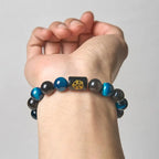 Fortune Jewel Silver Sheen Obsidian Blue Tiger Eye Black Onyx Five Elements Protection Bracelet Fortune Jewel