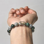 Fortune Jewel Natural Grey Jasper Kambamba Jasper Om Mani Padme Hum Formless Buddha Healing Bracelet Fortune Jewel