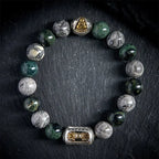 Fortune Jewel Natural Grey Jasper Kambamba Jasper Om Mani Padme Hum Formless Buddha Healing Bracelet Fortune Jewel