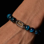 Fortune Jewel Natural Blue Tiger Eye Om Mani Padme Hum Strength Bracelet Fortune Jewel