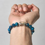 Fortune Jewel Natural Blue Tiger Eye Om Mani Padme Hum Strength Bracelet Fortune Jewel