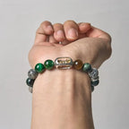 Fortune Jewel Natural Grey Jasper Kambamba Jasper Tiger Eye Om Mani Padme Hum Protection Bracelet Fortune Jewel