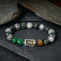 Fortune Jewel Natural Grey Jasper Kambamba Jasper Tiger Eye Om Mani Padme Hum Protection Bracelet Fortune Jewel