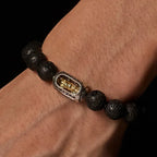 Fortune Jewel Natural Lava Rock Om Mani Padme Hum Dorje Vajra Healing Bracelet Fortune Jewel