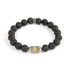 Fortune Jewel Natural Lava Rock Om Mani Padme Hum Dorje Vajra Healing Bracelet Fortune Jewel