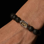 Fortune Jewel Natural Lava Rock Om Mani Padme Hum Dorje Vajra Healing Bracelet Fortune Jewel