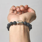 Fortune Jewel Natural Lava Rock Om Mani Padme Hum Dorje Vajra Healing Bracelet Fortune Jewel