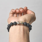 Fortune Jewel Natural Lava Rock Om Mani Padme Hum Dorje Vajra Healing Bracelet Fortune Jewel
