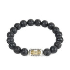 Fortune Jewel Natural Lava Rock Om Mani Padme Hum Dorje Vajra Healing Bracelet Fortune Jewel