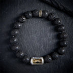 Fortune Jewel Natural Lava Rock Om Mani Padme Hum Dorje Vajra Healing Bracelet Fortune Jewel