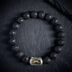 Fortune Jewel Natural Lava Rock Om Mani Padme Hum Dorje Vajra Healing Bracelet Fortune Jewel