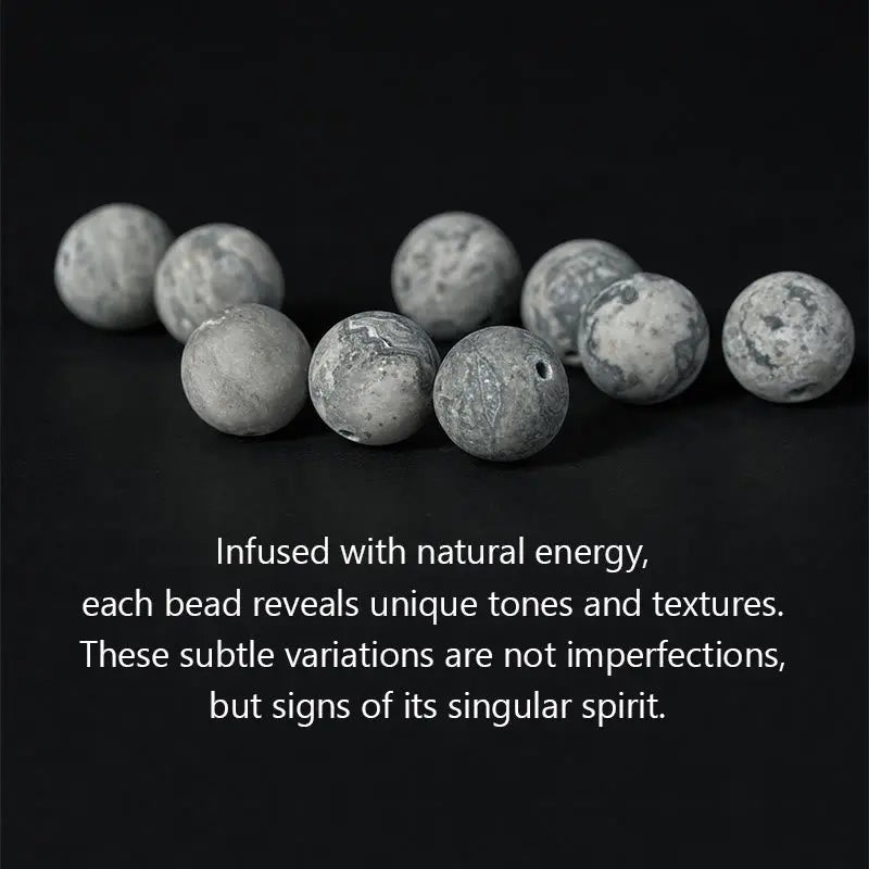 Fortune Jewel Silver Sheen Obsidian Lava Rock Grey Jasper Om Mani Padme Hum Vajra Soothing Bracelet Fortune Jewel