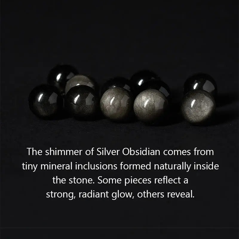 Fortune Jewel Silver Sheen Obsidian Lava Rock Grey Jasper Om Mani Padme Hum Vajra Soothing Bracelet Fortune Jewel