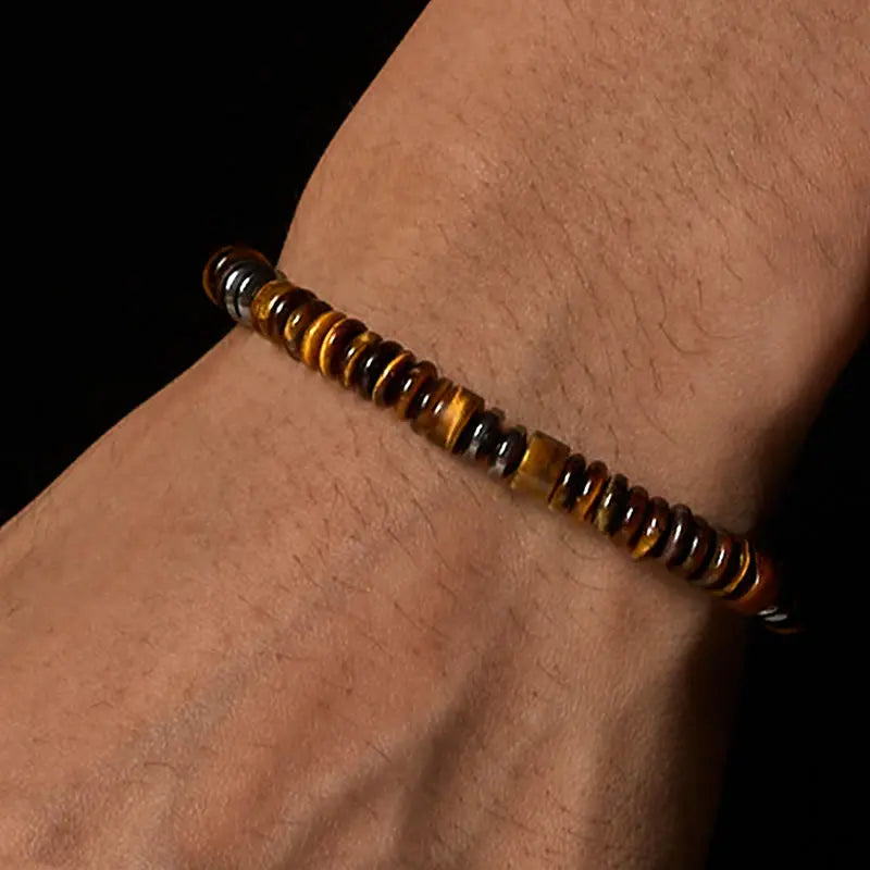 Fortune Jewel Small Black Obsidian Green Aventurine Grey Jasper Tiger Eye Strength Rope Bracelet Fortune Jewel