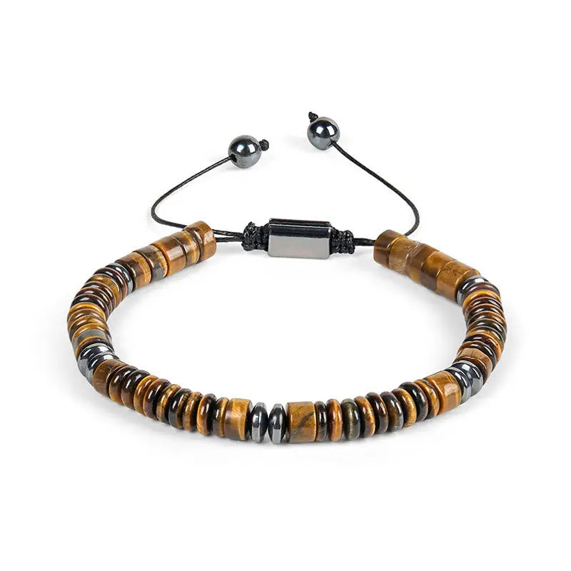 Fortune Jewel Small Black Obsidian Green Aventurine Grey Jasper Tiger Eye Strength Rope Bracelet Fortune Jewel