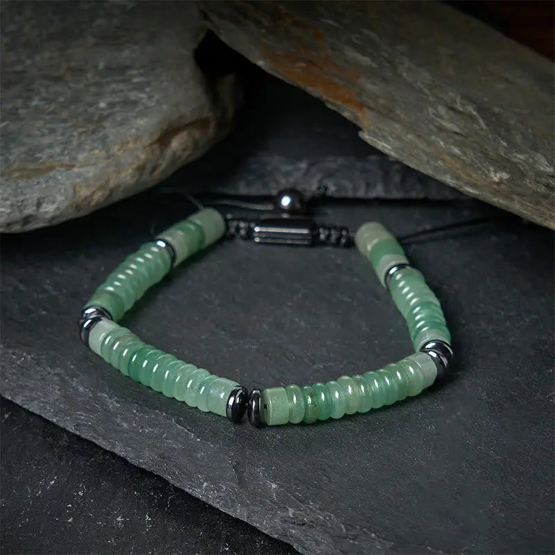 Fortune Jewel Small Black Obsidian Green Aventurine Grey Jasper Tiger Eye Strength Rope Bracelet Fortune Jewel