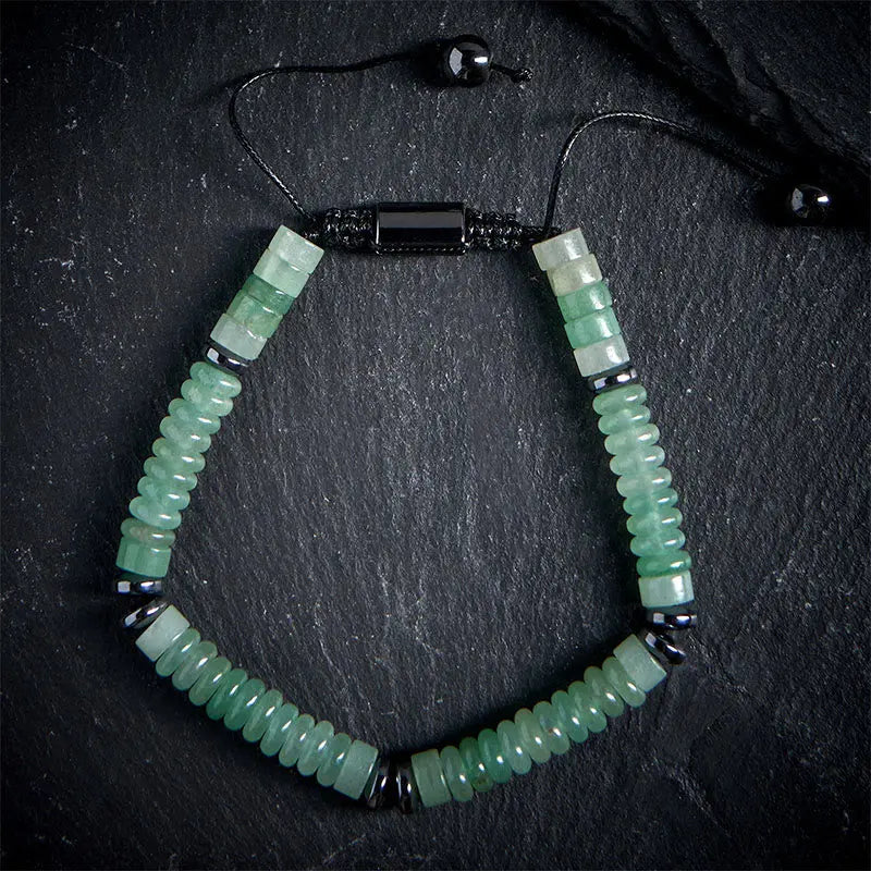 Fortune Jewel Small Black Obsidian Green Aventurine Grey Jasper Tiger Eye Strength Rope Bracelet Fortune Jewel