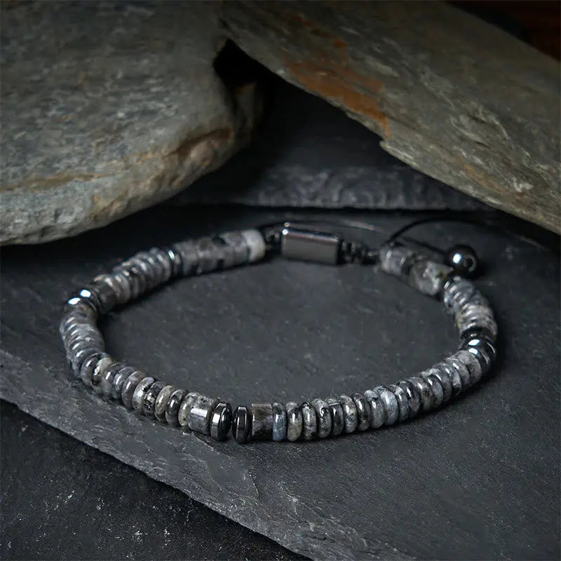 Fortune Jewel Small Black Obsidian Green Aventurine Grey Jasper Tiger Eye Strength Rope Bracelet Fortune Jewel