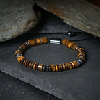 Fortune Jewel Small Black Obsidian Green Aventurine Grey Jasper Tiger Eye Strength Rope Bracelet Fortune Jewel