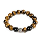 Fortune Jewel Tiger Eye Silver Sheen Obsidian Meditation Buddha Head Protection Bracelet Fortune Jewel
