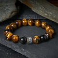 Fortune Jewel Tiger Eye Silver Sheen Obsidian Meditation Buddha Head Protection Bracelet Fortune Jewel