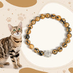 Fortune Jewel 925 Sterling Silver Brown Tabby Cat Stone Bead Blessings Bracelet Fortune Jewel