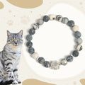 Fortune Jewel 925 Sterling Silver Grey Tabby Cat Natural Black Veined Jasper Stability Bracelet Fortune Jewel