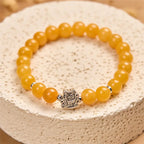 Fortune Jewel 925 Sterling Silver Orange Tabby Cat Yellow Chalcedony Positivity Bracelet Fortune Jewel