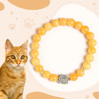 Fortune Jewel 925 Sterling Silver Orange Tabby Cat Yellow Chalcedony Positivity Bracelet Fortune Jewel