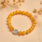 Fortune Jewel 925 Sterling Silver Orange Tabby Cat Yellow Chalcedony Positivity Bracelet Fortune Jewel