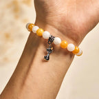 Fortune Jewel Orange White Tabby Cat Yellow Chalcedony White Chalcedony Peace Bracelet Fortune Jewel
