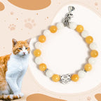 Fortune Jewel Orange White Tabby Cat Yellow Chalcedony White Chalcedony Peace Bracelet Fortune Jewel