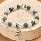 Fortune Jewel Grey Tabby Cat Natural Black Veined Jasper White Chalcedony Stability Bracelet Fortune Jewel