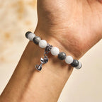 Fortune Jewel Grey Tabby Cat Natural Black Veined Jasper White Chalcedony Stability Bracelet Fortune Jewel