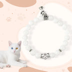 Fortune Jewel White Cat Natural White Chalcedony Bead Positive Bracelet Fortune Jewel
